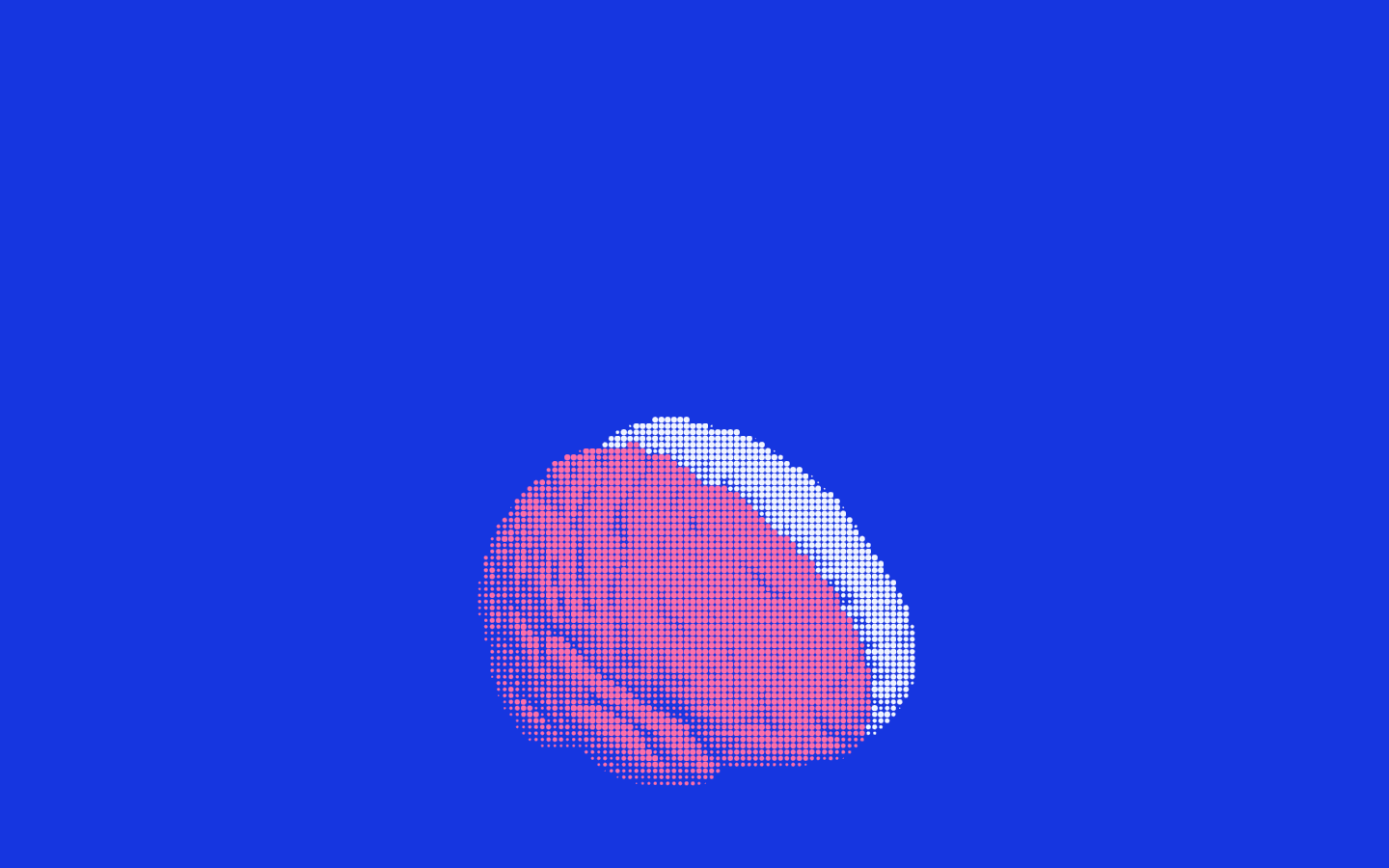 A brain drawn in dots: the consultant’s half in pink, the engineer’s half in white.